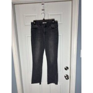 Free People Size 29 High Rise Faded Black / Charcoal Ankle Mini Boot Fray Jeans